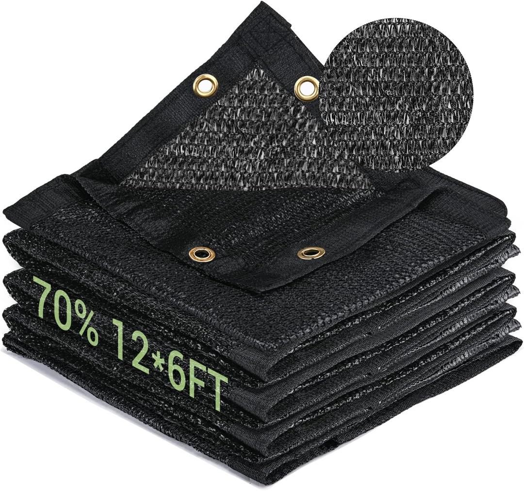 Keten 70% Garden Shade Cloth, 12x6FT HDPE Mesh Tarp with Upgraded Grommets, UV-Resistant Outdoor Sun Shades for Greenhouse, Garden, Patio Plants, Pergola