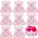 Threan 8 Pcs Mini Plush Bears 4'' Small Bear Bulk Stuffed Animal Toys Tiny Soft Bear Doll Present Stuffers for Keychain Baby Shower Party Favors Supplies(Pink), 4 Inch8 piece assortment