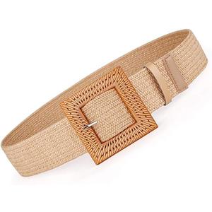 3 Pack Rrwin Rattan Straw Raffia Summer Belts for Women 2025 Elastic Stretch Woven Waist Wide Band, 3 Different Styles 