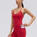 SUUKSESS Women Sexy Workout Sets Padded Sports Bra High Waisted Shorts Outfits (Red, XS)