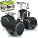 Slipstick CB681 2 Inch Floor Protector Rubber Caster Wheels (Set of 4) 5/16 Inch Stem or Top Plate Mounting Options - Black/Gray Green