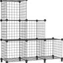 AWTATOS Wire Cube Storage Organizer, Closet Organizers and Storage, Metal 6 Cube Storage Shelves Bookshelf, Portable Closet Clothes Organizer for Bedroom, Home, Office, Black