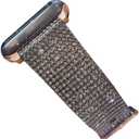 DSAAplus Bling Leather Band For Apple Watch Band 41/40/38/44/45/46/49/42mm for iWatch Series 10 9 8 7 6 5 4 3 Ultra SE (gray+rose gold buckle)