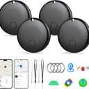 2025 Air Tracker Tags-4 Pack Item Locator for Android & iOS Bluetooth Tracker,Key Finders,Smart Tags Work with Apple Find My & Google's Find Hub (Black, for Android & iOS for iOS (4 Pack)
