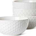 LE TAUCI Large Soup Bowl 42 OZ, Ceramic Kitchen Bowl Set for Soup, Pho, Chip, Pasta, Fruits, Salad, Noodle and Ramen- 7 Inch, Set of 4, Arctic white