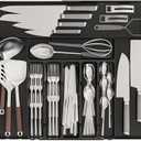 Expandable Silverware Organizers for Kitchen Drawers,Large BPA Free Cutlery Organizer in Drawer,Plastic Utensil Drawer Organizer Suitable as Flatware,Knife,Fork,Spoon,Silverware Holder and Tray,Black