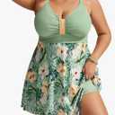 Hanna Nikole Womens Plus Size Swim Dress Swimsuit One Piece Tummy Control Bathing Suit Flowy Body Shaping Swimwear