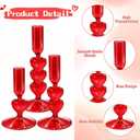 3Pcs Valentine's Day Glass Candle Holders Red Heart Glass Taper Candlesticks Coquette Crystal Candle Holders for Table Centerpiece Bridal Wedding Mother's Day