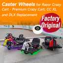 FVRITO 2 Pack Complete Caster Wheels Assembly for Razor Crazy Cart with Extra 2 Front Rear Premium 76mm x 30mm Replacement Wheels for Crazy Cart CC DLX XL 360 Drifting Go Kart Parts Accessories