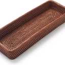 Rattan Bathroom Vanity Trays Toilet Tank Baskets Long Narrow Hand Towel Storage Basket for Storage, Decorative (Honey Brown 16.3 x 6.1 x 2 inch)