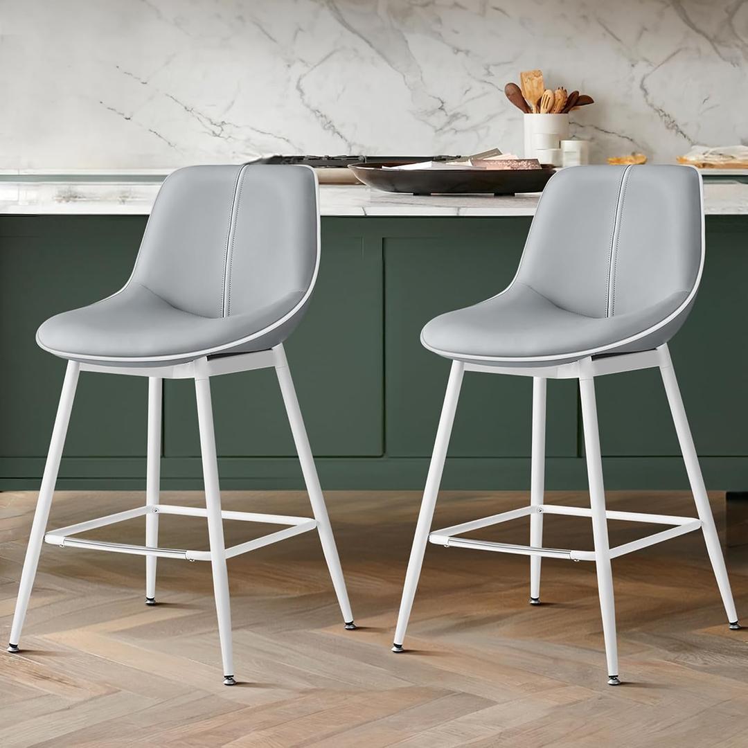 VASAGLE Bar Stools Set of 2, Counter Height, with Back, 24.8-Inch