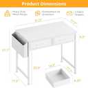 DLisiting 32 Inch Small White Desk with 2 Drawers, Study Writing Computer Desk with Storage Drawer for Bedroom Home Office, Vanity Table Without Mirror for Girls Small Spaces, 31.5"
