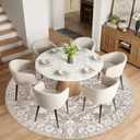 Soalmost Washable Round Rug 8ft for Living Room,Soft Circle Rug Light Brown