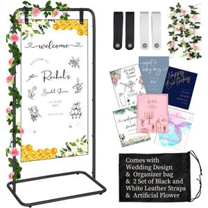 Welcome Sign for Wedding, Adjustable Gold/Black/White Sign Stand, Indoor/Outdoor Easel Display Poster Stand (Black)