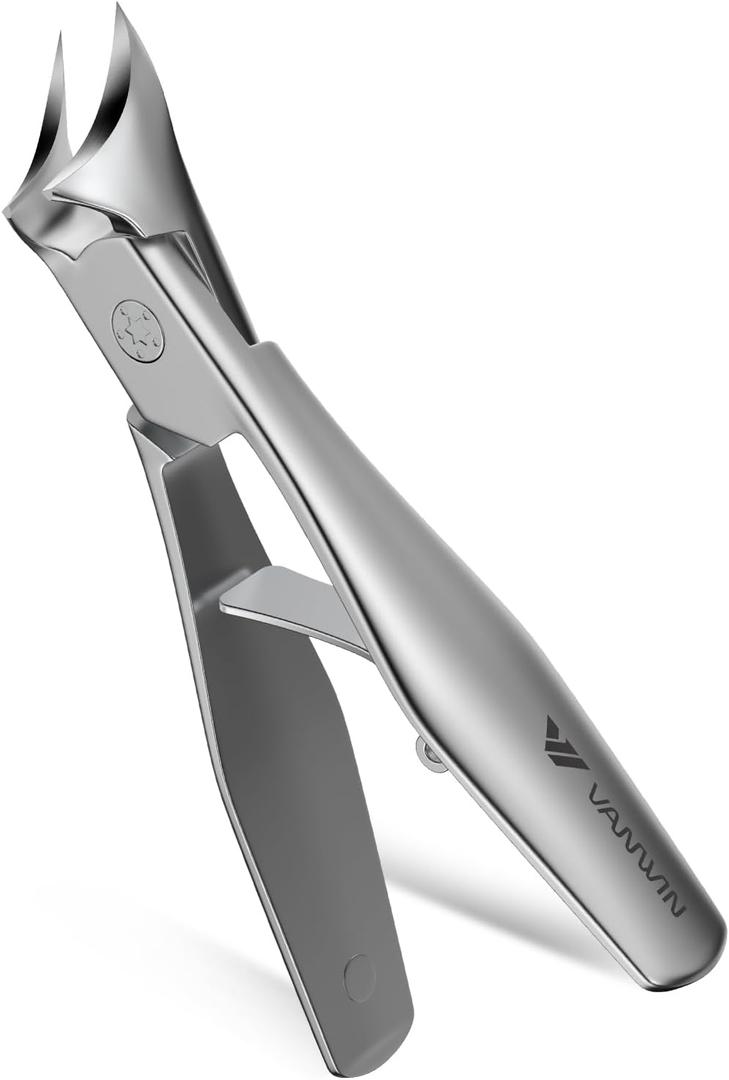 Ingrown Nail Clippers, Slant Curved Blade Nail Clippers for Men Thick Ingrown Toenails with 33mm Wide Jaw Opening, Heavy Duty Stainless Steel Toenail Clippers for Seniors Thick Toenails Silver