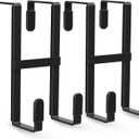 FYY 2 Packs Over The Door Hooks, Double Sided Door Hanger Hook - Heavy Duty No Drill Wall Hooks for Hanging Coats, Towels, Bags, Kitchen Closet Fits Most Doors Up to 1-7/8" Thickness (5.12" L, Black)