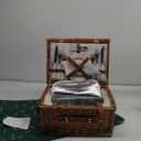 Personalized Honey Picnic Basket Set for 2, Willow Hamper with Large Insulated Cooler. Waterproof Blanket and Cutlery Service KitH Size 16×7.5