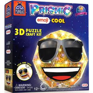 PRISMIC Emoji Cool 3D Puzzle Craft Kit - DIY Light-Up Room Decor for Teens, Tweens, and Kids Ages 12-16, Cute Night Light Toy, Birthday Gift, Arts & Crafts for Girls and Boys