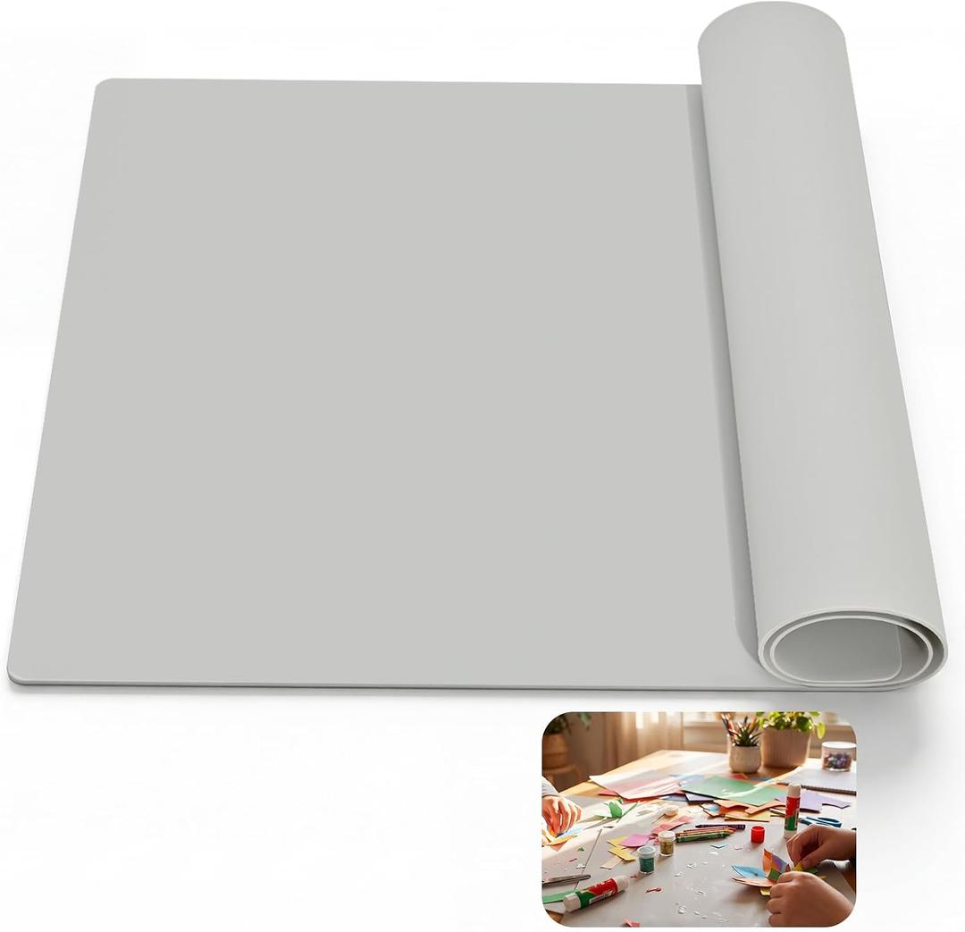 Silicone Crafting Mat for Artists, 32"x24"x1.2mm Large Nonstick Art Sheet for Resin Craft, Jewelry Casting, Acrylic Painting, Clay Work, Heat Resistant Desk Protector and Placemat | Gray