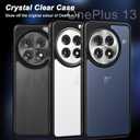 Eastcoo Slim Case for Oneplus 13 Case, [Hard PC Back+Soft TPU Bumper] [Anti-Yellowing] [Support Wireless Charging] Slim Fit Shockproof Protective Transparent Case Cover for OnePlus 13 5G, Matte Black