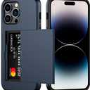 Nvollnoe for iPhone 14 Pro Max Case with Card Holder Heavy Duty Protective Dual Layer Shockproof Hidden Card Slot Slim Wallet Cover for iPhone 14 Pro Max for Women&Men(Blue)