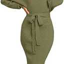 Chang Yun Women's Long Maxi Sweater Dresses Sexy Wrap Batwing V Neck Slit Open Back Holiday Bodycon Dress with Belt Small