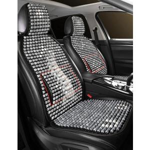 Wood Beaded Car Seat Cover Massaging Breathable Cooling Gray Real Wood Bead Cushion Universal Fit for Sedan, SUV & Truck. The Ergonomic Lumbar Support Can Relieve Painful from Long Trips