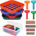 PONNOR Coin Sorter Trays & Coin Counter Tubes, 4 Color Coded Coin Separator Trays and Coin Sorters Tubes Bundle with 100 PCS Coin Wrappers Assorted