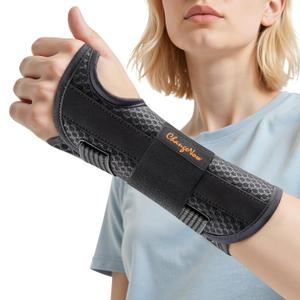 Carpal Tunnel Wrist Brace for Women&Men, [Ultra Breathable & Upgraded Support] Night Wrist Support with Metal Splints Fit Right Hand, Rigid Hand Brace for Tendonitis, Sprain, Arthritis, Pain Relief (Black)