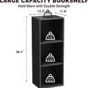3 Tier Bookshelf, Narrow Bookcase for Small Spaces, Wooden Book Case Bookshelves Storage Organizer for Bedroom Living Room Home Office (Black, 3 Cube)