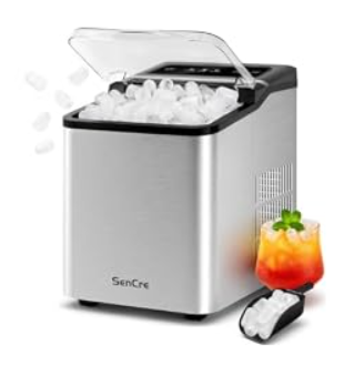Ice Makers Countertop, 26.5Lbs/24H Ice Machine with 2 Sizes Bullet Ice, 9 Ice Cubes Release in 6 Mins, Self-Cleaning Portable Ice Maker with Ice Scoop and Basket for Home Kitchen Office Bar RV