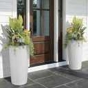 24in Tall Self-Watering Planters Set of 2, White | Water level indicator, Self-watering irrigation system, Non-toxic PP plastic, Weather Resistant, Indoor Outdoor Use