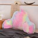 Aimuan Reading Pillow Bed Rest Pillow with Arms Rabbit Fur Cushion for Adults Teens Incline Rest Sitting up & Sleeping Snoring Pillow with Pregnancy Lumbar Back Support (Standard, Light-Pink)