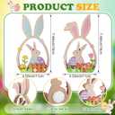 Yousoontic 2 Pcs Easter Decorations for the Home Easter Wooden Table Decorations Farmhouse Rustic Wood Bunny with Egg Easter Tiered Tray for Spring Indoor Home Party Tabletop Decoration Gifts