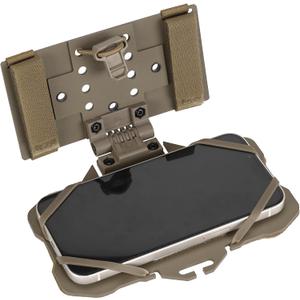 Tactical MOLLE Phone Holder for Plate Carrier Accessories - Fits 4.7"-6.4" Smartphones - Secure Chest Mount for Hunting & Tactical Gear, Camera-Compatible Design Coyote Brown