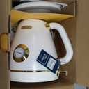 Hazel Quinn Retro Electric Kettle - 1.7 Liters / 57.5 Ounces Tea Kettle with Thermometer, All Stainless Steel, 1200 Watts Fast Boiling, BPA-free, Cordless, Automatic Shut Off - Pearl White