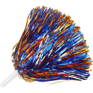 Lovecheer 12PCS/24PCS Metallic Pom Poms Cheerleading Fluffy Shiny Cheer Pom Poms with Handle Sports Team Spirited Dance Cheering Squad Girls Adults (Blue and Orange)