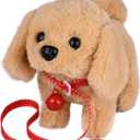 WorWoder Plush Golden Retriever Toy Puppy Electronic Interactive Pet Dog - Walking, Barking, Tail Wagging, Stretching Companion Animal for Kids (Golden Dog)