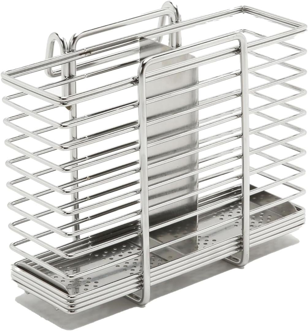 Rectangular Cutlery Holder Caddy (Stainless Steel, 5.1" H x 6.1" W x 3.1" D (Haning-type))
