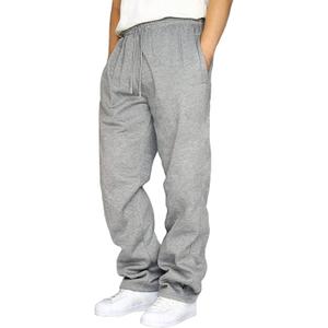 Lasjixion Men's Fleece Sweatpants Open Bottom Drawstring Hiking Jogger Workout Sweatpants for Men with Pockets (Gray, XL)