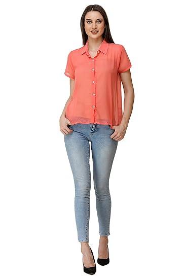 Coral Short Sleeves Blouse S