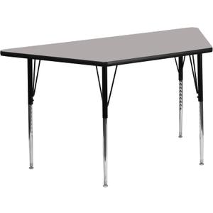 Flash Furniture Wren 22.5''W x 45''L Trapezoid Grey HP Laminate Activity Table - Standard Height Adjustable Legs