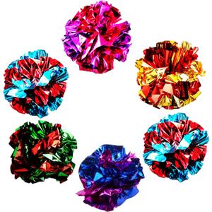 SunGrow Cat Crinkle Balls, Shiny, Mylar Crinkler, Stress-Relief Toy for Kittens, Interactive & Engaging, Keeps Grown-up Cats Active, Encourages Multi-cat Play, Provides Endless Entertainment, 6 Pcs