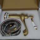 Antique Brass Bathroom Faucet Elegant Bathroom Sink Faucet Single Hole Cold and Hot Water Basin Sink Vintage Style (Gold Blue and White Porcelain)