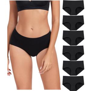 wirarpa Women's Underwear Cotton Hipster Panties Ladies Panties 6 Pack (Regular & Plus Size) (Large, Black)