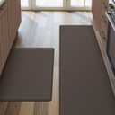 DEXI Kitchen Floor Mats Cushioned Anti Fatigue,17x29+17x59, Standing Runner Rug Waterproof, Comfort Memory Foam Padded for Front Sink Laundry Set of 2, Brown