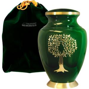 Trupoint Memorials Cremation Urns for Human Ashes, Tree of Life Decorative Burial Urn for Adult Men and Women, Large Green