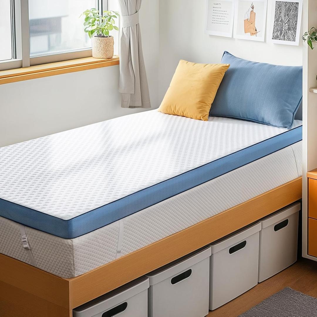 PERLECARE 3 Inch Firm Mattress Topper Twin XL, Cooling Gel-Infused & Bamboo Charcoal Memory Foam Bed Topper for Pressure Relief, High-Density Mattress Pad with Removable Cover