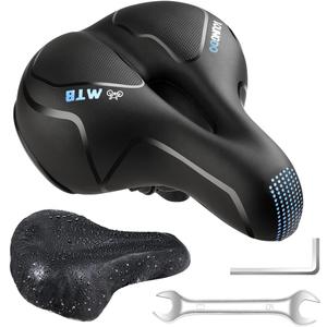 YOUNGDO Bike Seat, Bicycle Saddle Comfortable Soft Wide Road Bike Gel Saddles,Breathable Mountain Bike Seat,Suitable for MTB Mountain Bike,Folding Bike,Road Bike,Spinning Bike, Exercise Bikes (Blue)