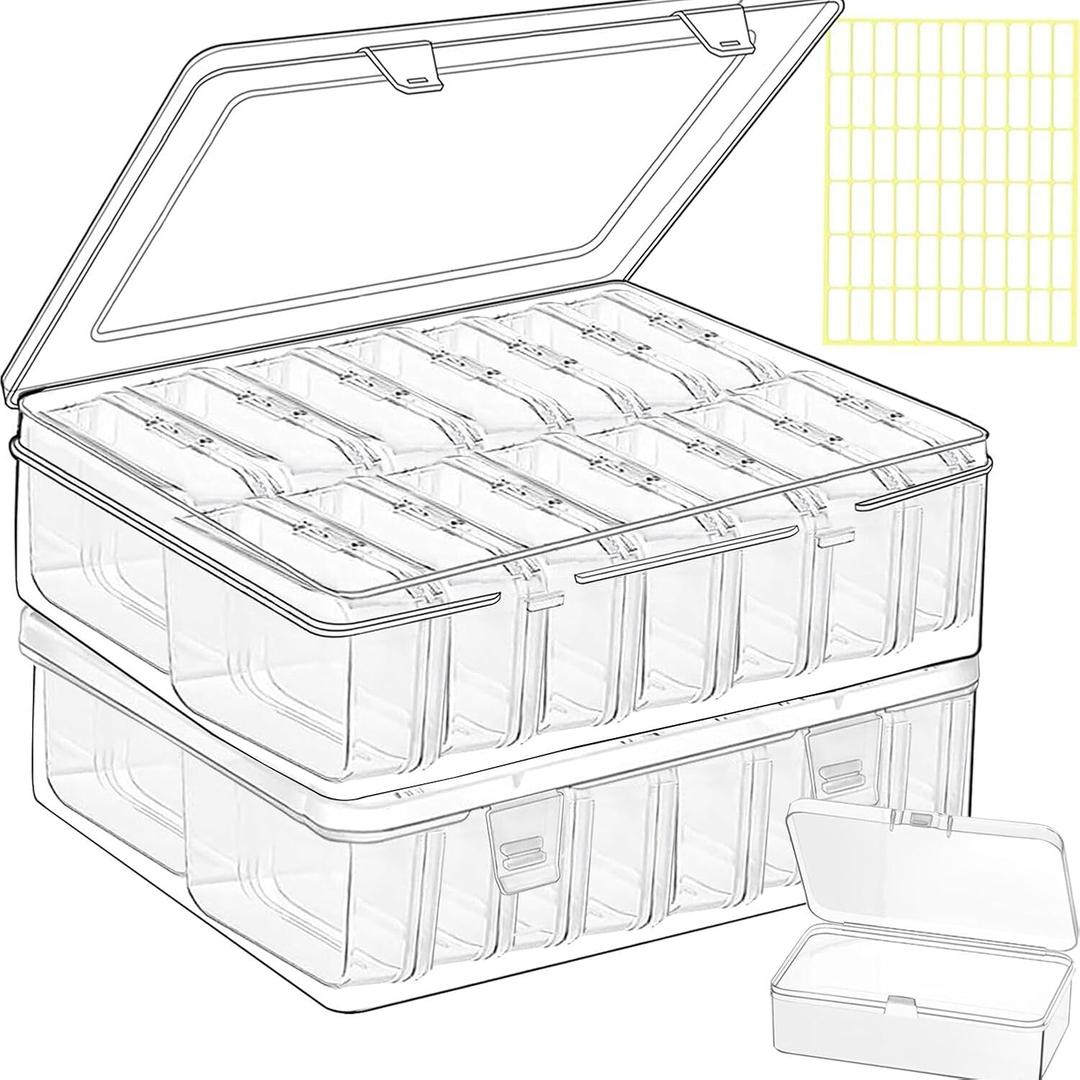 30pcs Bead Storage Containers,Large Bead Organizer Boxes And Craft Storage Boxes For Bracelet Making Diy Jewelry Craft Nails, Bracelets, Jewelry, Diamonds, Clay Beads, Screws,3.3x2.36x0.98Inch